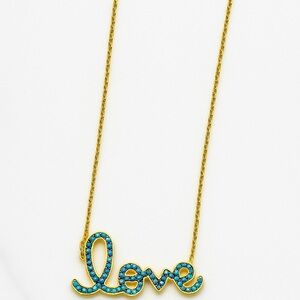Gold and Blue 'Love' Necklace